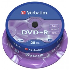 Диск DVD+R 4.7Gb 16x Verbatim #43500 [cake25/200]