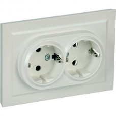 Розетка с/у 2x2P+Е 16A, IP20, в сборе, IEK BRITE [BR-R21-16-K36-F] жемчуг