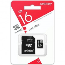 Карта памяти Micro SDHC 16Gb SmartBuy Class 10 LE с адаптером