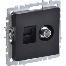 Розетка с/у TV + RJ45, IP20, IEK BRITE [BR-AK20-1-K02] черный