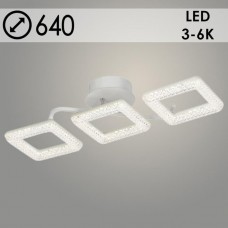 Люстра LED  48W, ПДУ 3000-6000K, пластик, 620*220*140, Росток [6646//3AC WH+CR] белый/хром