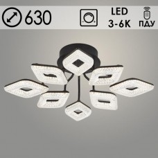 Люстра LED  96W, ПДУ 3000-6000K, пластик, 630*630*170, Росток [6654/4+4C BK] черный