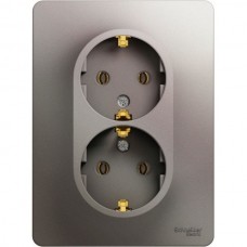 Розетка с/у 2x2P+E 16A, IP20, Schneider Electric Glossa [GSL001224] платина