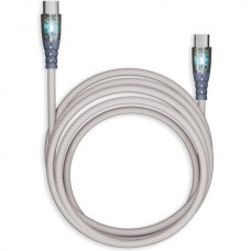 Кабель Type-C - Type-C, 1.0м, 3A, прозрачные наконечники, SmartBuy [IK-3112FCTRANSP-GRAY] серый