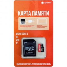 Карта памяти Micro SDXC 128Gb Optimus Class 10 U3 V30 для видеонаблюдения с адаптером