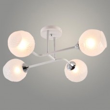 Люстра потолочная 4*E27*40W, стекло, 610*510*220, планка, Росток [XA1499B/4 WH+CR] белый/хром