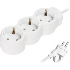 Удлинитель  1.5м 3 розетки с/з, 16А/3500Вт, ПВС 3х1, SmartBuy New [SBE-16-3-1.5m-Z] белый