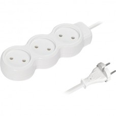 Удлинитель 10м 3 розетки б/з, 10А/2200Вт, ПВС 2х1, SmartBuy New [SBE-10-3-10m-N] белый