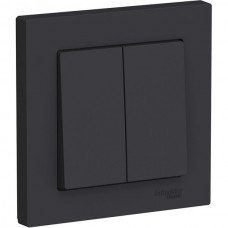 Выключатель с/у 2-кл 10А, IP20, в сборе, Schneider Electric ATLASDESIGN [ATN001052][5] карбон