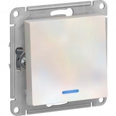 Выключатель с/у 1-кл 10А, IP20, с подсветкой, Schneider Electric ATLASDESIGN [ATN000413][10] жемчуг