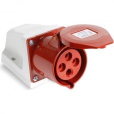 Розетка силовая стационарная 124, 3P+PE, 32А, 380В, IP44, Smartbuy [SBE-32-LS4-380] красный
