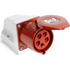 Розетка силовая стационарная 125, 3P+PE+N, 32А, 380В, IP44, Smartbuy [SBE-32-LS5-380] красный