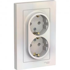 Розетка с/у 2x2P+Е 16A, IP20, в сборе, Schneider Electric ATLASDESIGN [ATN000424] жемчуг [6]