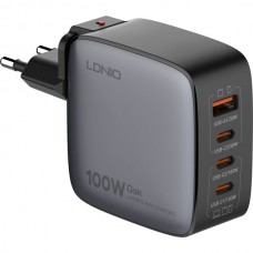 Зарядное устройство LDNIO, 1xUSB-A+3xUSB-C, max100W, Кабель PD/PD+PPS+SCP+QC 4+ [Q408] черный