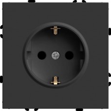 Розетка с/у 2P+E 16A, IP20, со шторками, STEKKER Эмили [RST16-5110-05] черный уголь soft touch