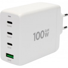 Зарядное устройство Cablexpert, 100Вт GaN, 5A, QC5.0/PD, 3xType-C, 1xUSB [MP3A-PC-66] белый