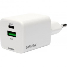 Зарядное устройство Cablexpert, 20Вт GaN, 3А, QC4.0/PD, 1xUSB, 1xType-C [MP3A-PC-61] белый