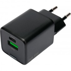 Зарядное устройство Cablexpert, 20Вт GaN, 3А, QC4.0/PD, 1xUSB, 1xType-C [MP3A-PC-62] черный