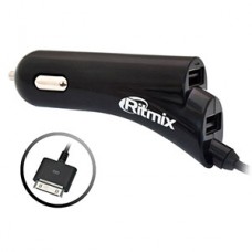 Зарядное устройство автомобильное RITMIX RM-117, 2xUSB 2.1А + Apple Dock
