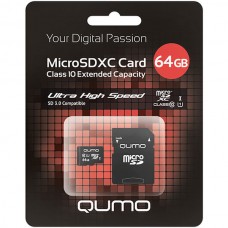 Карта памяти Micro SDXC 64Gb QUMO Class 10 с адаптером UHS-I U3, Pro seria 3.0 [QM64GMICSDXC10U3]