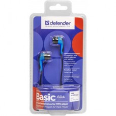 Наушники Defender Basic-604, вкладыши вакуумные, blue, 1.1м [63608]