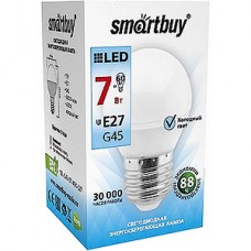 Лампа LED E27/G45 шар,  7W, 4000K, 600Лм, Smartbuy [SBL-G45-07-40K-E27]
