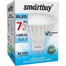 Лампа LED GU5.3/MR16 софит,  7W, 4000K, 560Лм, Smartbuy [SBL-GU5_3-07-40K-N]