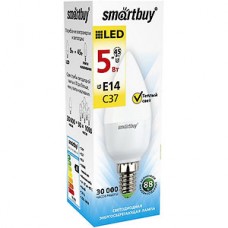 Лампа LED Smartbuy E14/C37 свеча,  5W, 3000K, 350Лм [SBL-C37-05-30K-E14]