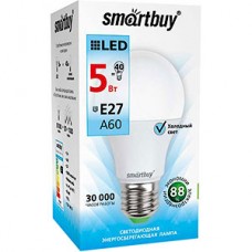Лампа LED E27/A60 груша,  5W, 4000K, 550Лм, Smartbuy [SBL-A60-05-40K-E27-A]