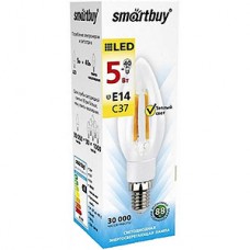 Лампа LED E14/C37 свеча,  5W, FILAMENT, 3000K, 480Лм, Smartbuy [SBL-C37F-05-30K-E14]
