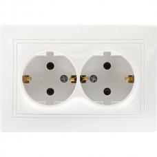 Розетка с/у 2x2P+E 16A, IP20, SmartBuy Венера [SBE-01w-16-S2-Z] белый