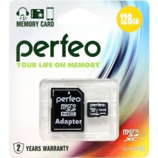 Карта памяти Micro SDXC 128Gb Perfeo Class 10 UHS-1 с адаптером