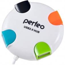 Концентратор USB 2.0 Perfeo PF-VI-H020, 4 порта, White