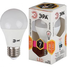 Лампа LED E27/A60 груша,  7W, 2700K, 600Лм, ЭРА [LED smd A60-7W-827-E27]