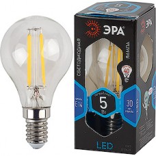 Лампа LED E14/P45 шар,  5W, FILAMENT, 4000K, 545Лм, ЭРА [F-LED P45-5W-840-E14]