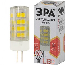 Лампа LED G4, 5W/220В, 2700K, 400Лм, ЭРА [LED JC-5W-220V-CER-827-G4]