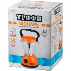 Фонарь кемпинговый аккумуляторный 20LED, аккум. 4V/2Ah, ЗУ 220В, Трофи [TK20]