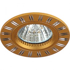 Светильник встраиваемый для ламп GU5.3/MR16, d80/60, алюминиевый, ЭРА [KL33 AL/GD] золото/хром