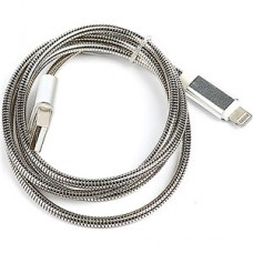 Кабель USB - Lightning, 1.0м, LuazON [2360711] металлическая оплётка, серебристый