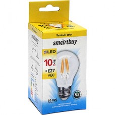 Лампа LED E27/A60 груша, 10W, FILAMENT, 3000K, 750Лм, Smartbuy [SBL-A60F-10-30K-E27]
