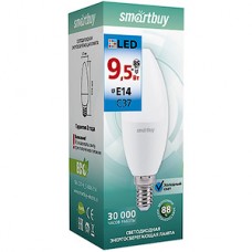 Лампа LED Smartbuy E14/C37 свеча,  9.5W, 6000K, 900Лм [SBL-C37-9_5-60K-E14]