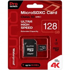 Карта памяти Micro SDXC 128Gb QUMO Class 10 с адаптером UHS-I U3, Pro seria 3.0 [QM128GMICSDXC10U3]