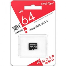 Карта памяти Micro SDXC 64Gb SmartBuy Class 10 UHS-1 без адаптера