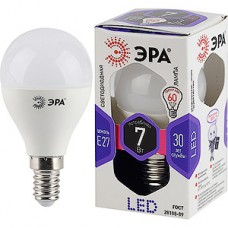 Лампа LED E14/P45 шар,  7W, 6000K, 560Лм, ЭРА [LED smd P45-7W-860-E14]