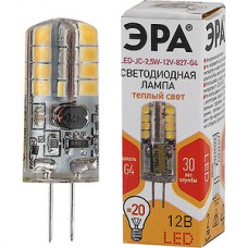 Лампа LED G4, 2.5W/12В, 2700K, 200Лм, ЭРА [LED JC-2,5W-12V-827-G4]