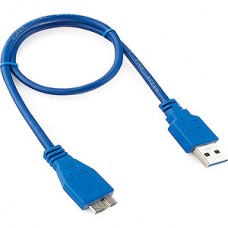 Кабель USB3.0 - microUSB, 0,5м, Cablexpert [CCP-mUSB3-AMBM-0.5M] синий