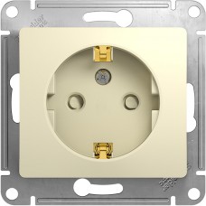 Розетка с/у 2P+E 16A, IP20, со шторками, Schneider Electric Glossa [GSL000245] бежевый