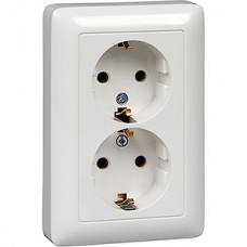 Розетка с/у 2x2P+E 16A, Schneider Electric Хит [RS16-236-B] белый