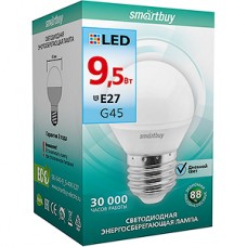 Лампа LED E27/G45 шар,  9.5W, 4000K, 760Лм, Smartbuy [SBL-G45-9_5-40K-E27]