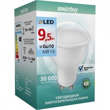Лампа LED GU10/MR16 софит,  9.5W, 4000K, 760Лм, Smartbuy [SBL-GU10-9_5-40K]